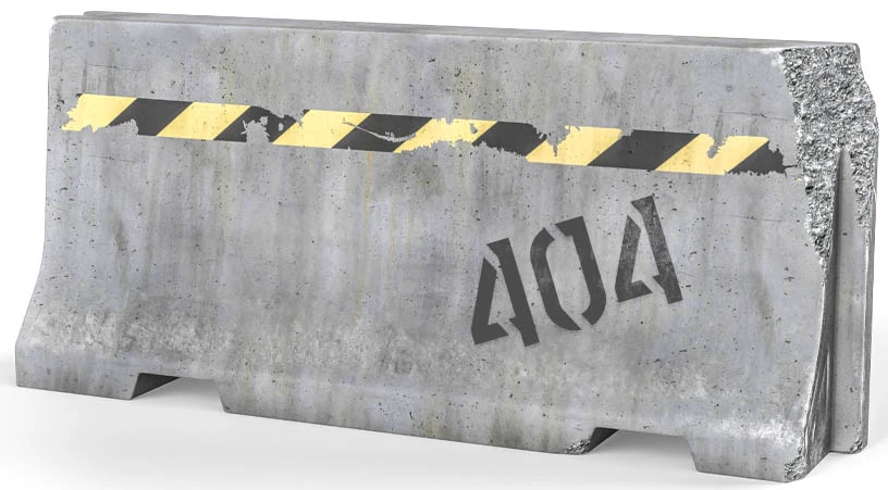 Cement block with 404 painted on the front.