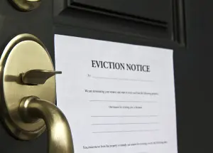 An eviction notice on a door