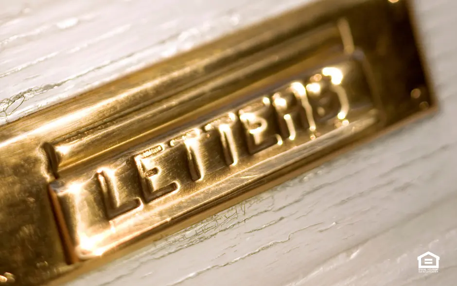 Old fashioned letter plate for mail