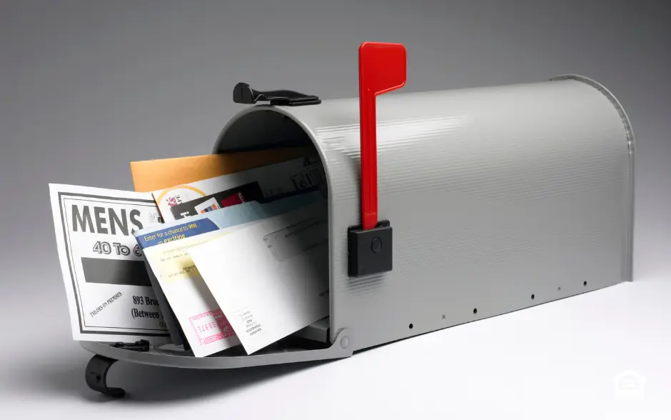 Grey mailbox with letters coming out