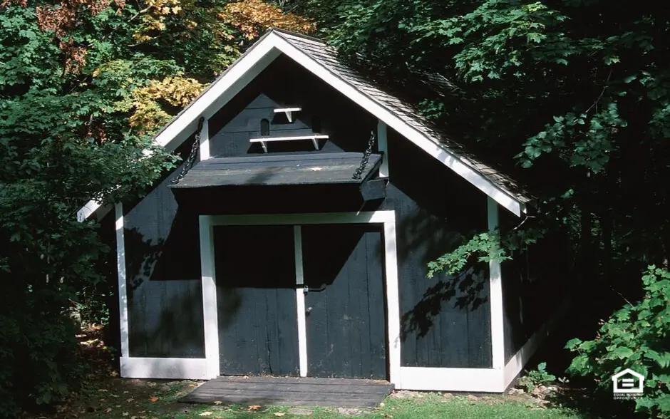 Grey storage shed