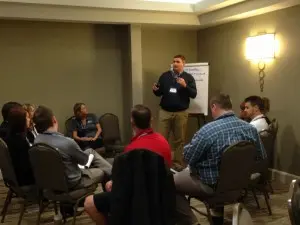 Man making a presentation to a group of people