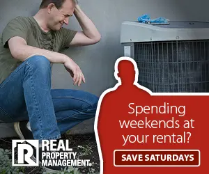 RPM advertisement with man sitting next to an AC unit