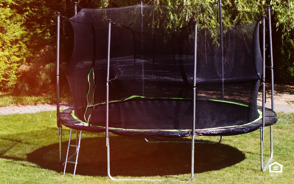 Trampoline in backyard